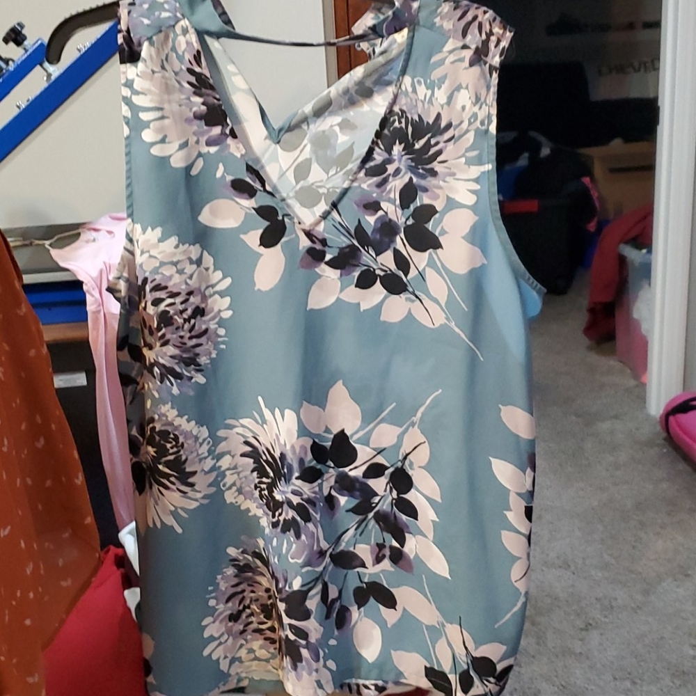 Blue Floral Tank Top